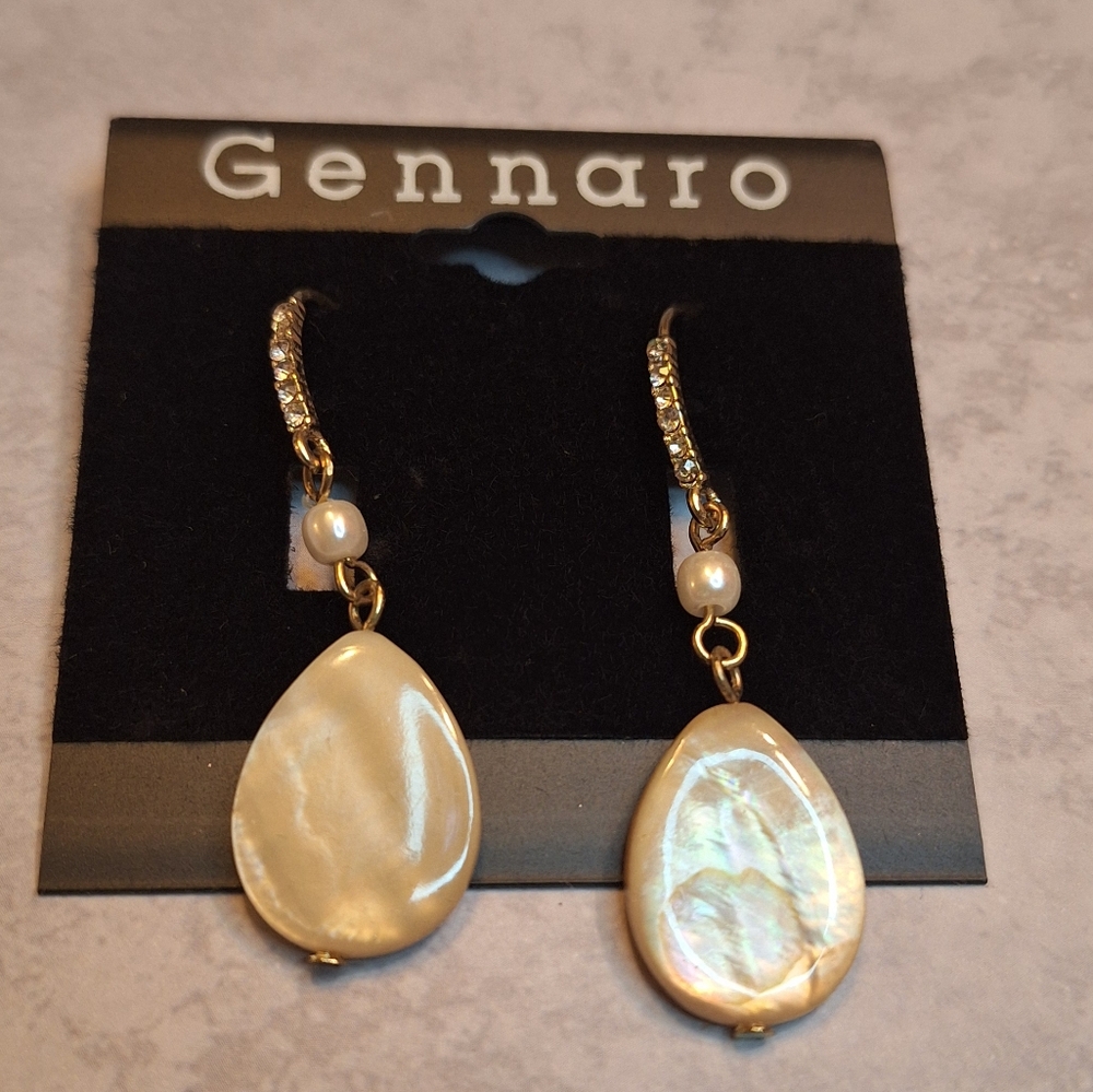 Gold and Cream Drop Earrings